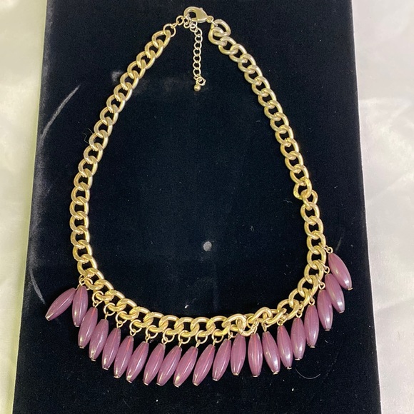 Golden and purple stone necklace 3/10$ - Picture 2 of 4